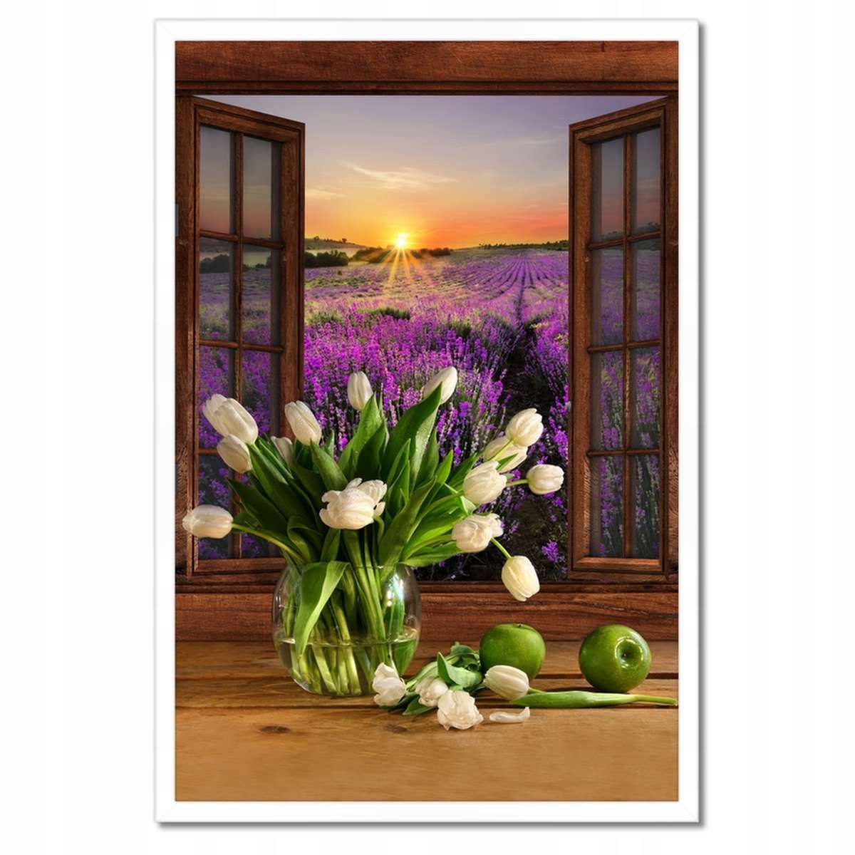 Plakáty v rámu 40x60 Stěna ze srubu Květiny