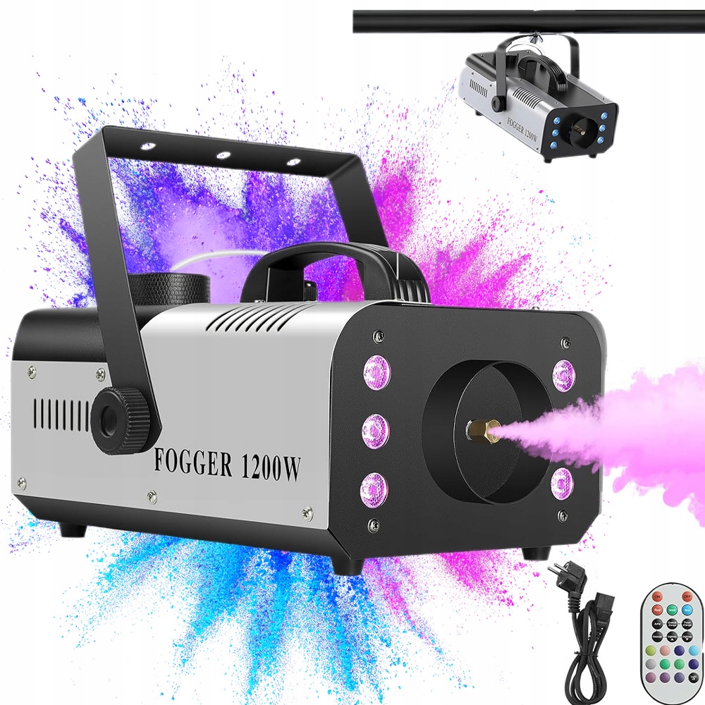 Výrobník Kouře Mlha Kouřová Podsvícení Led Dálkové Ovládání 1200W Svatba Svatební Hostina