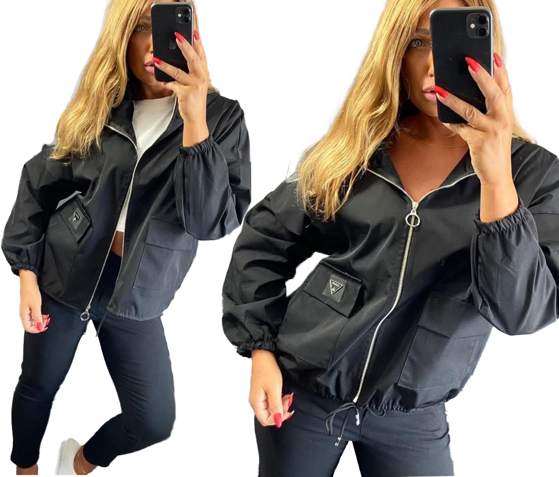 Mikina Klasický zip Barvy Bunda Černá Bez Kapuce 46