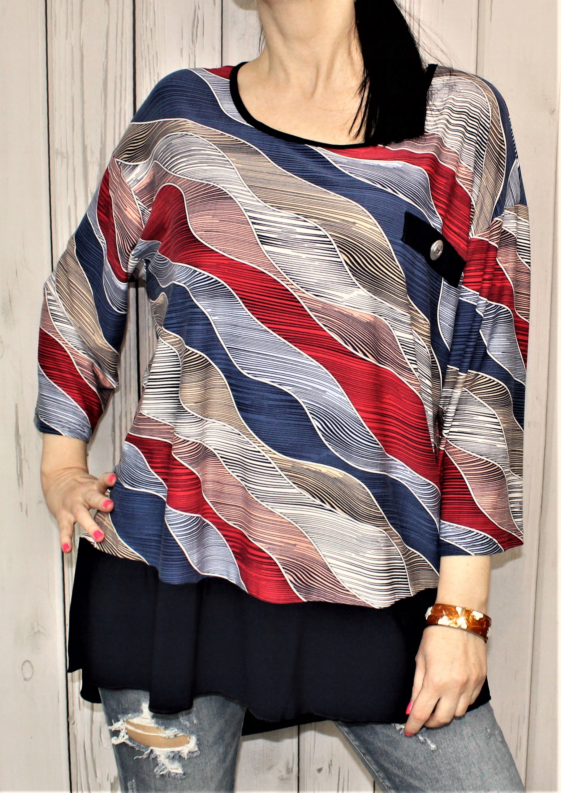 TUNIKA MODNA DUŻE ROZMIARY ORYGINALNY WZÓR 3XL/4XL Rozmiar 4XL