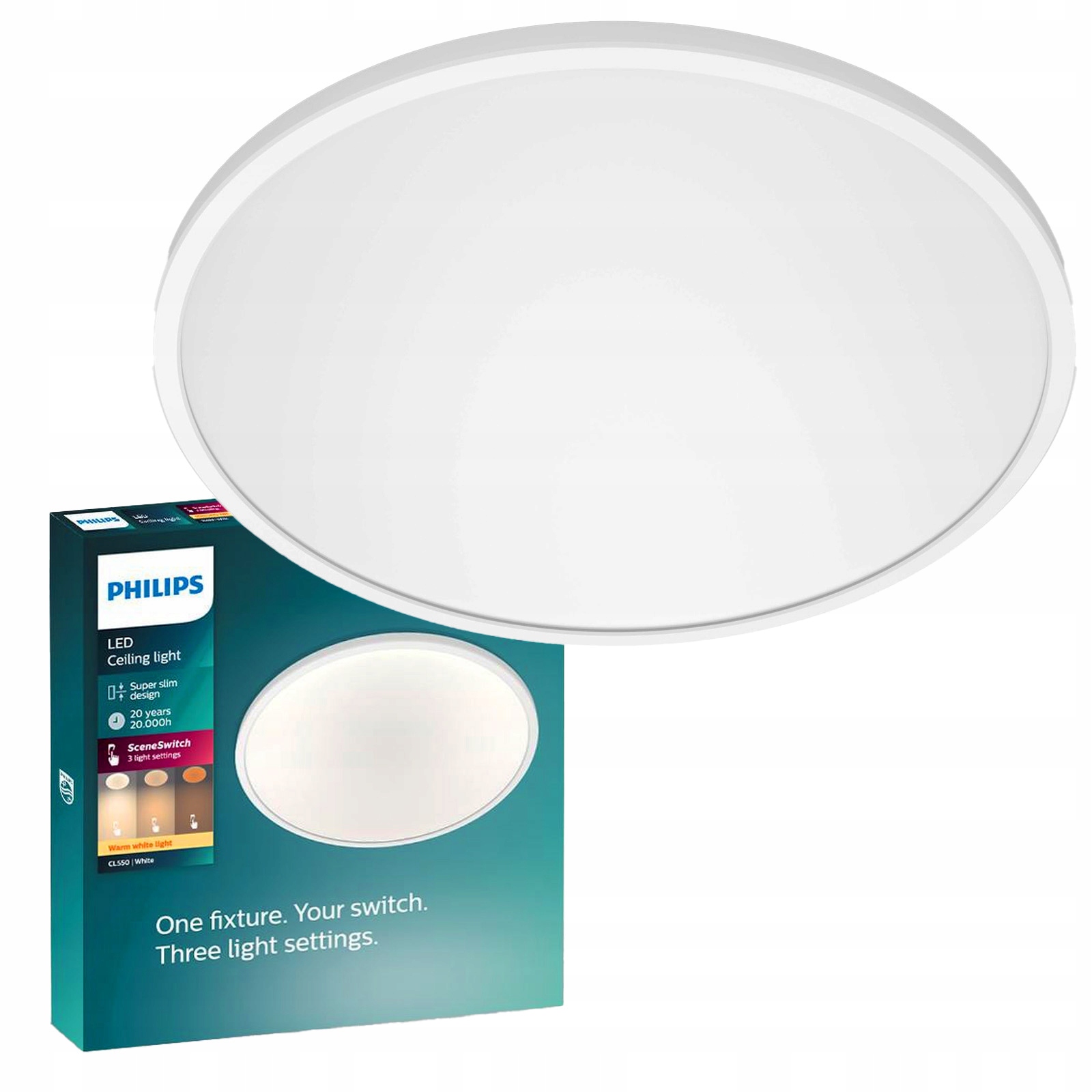 Stropní Svítidlo Stropní Svítidlo na omítku Superslim 15W 25cm Stmívatelná Philips
