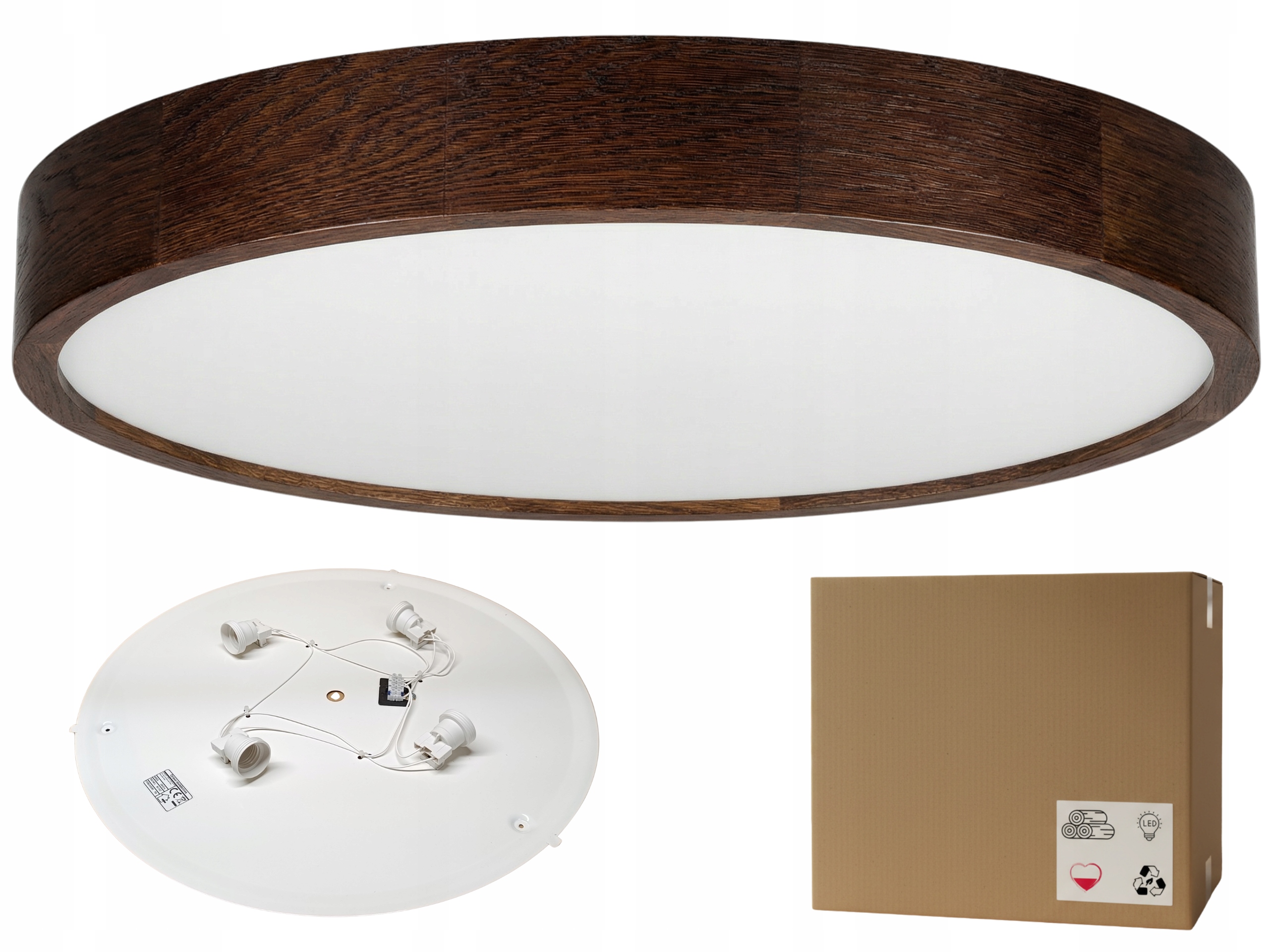Stropní svítidlo kulatá Led Leja Stropní Svítidlo fi575 Tmavý Dub 4xE27 Výjimečná