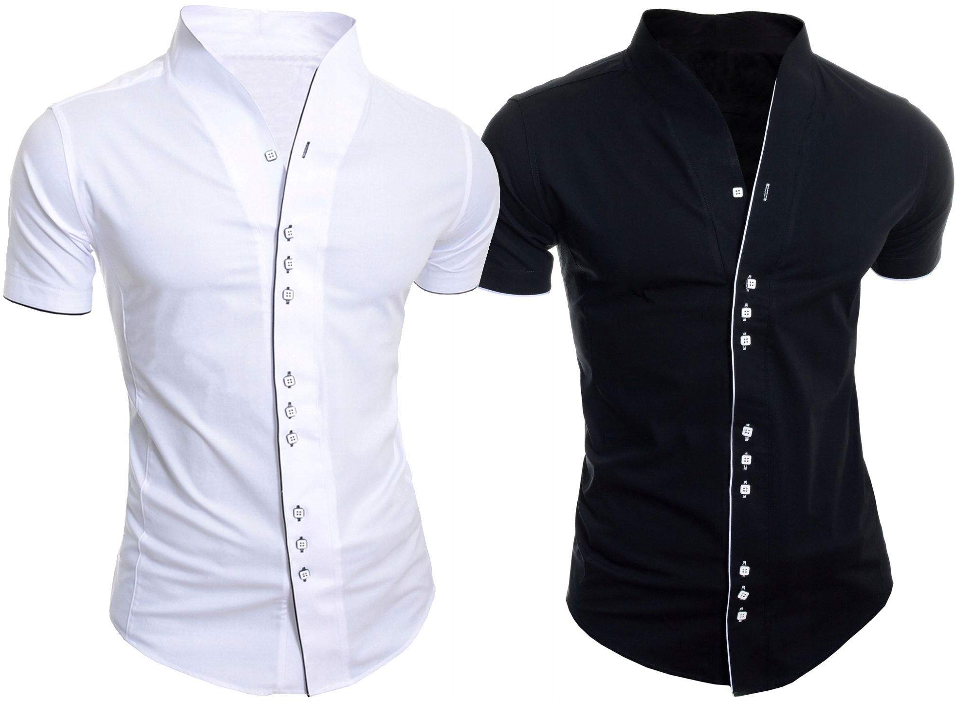 Koszula Męska Codzienna Gładka Stójka Comfort Slim Marka inna