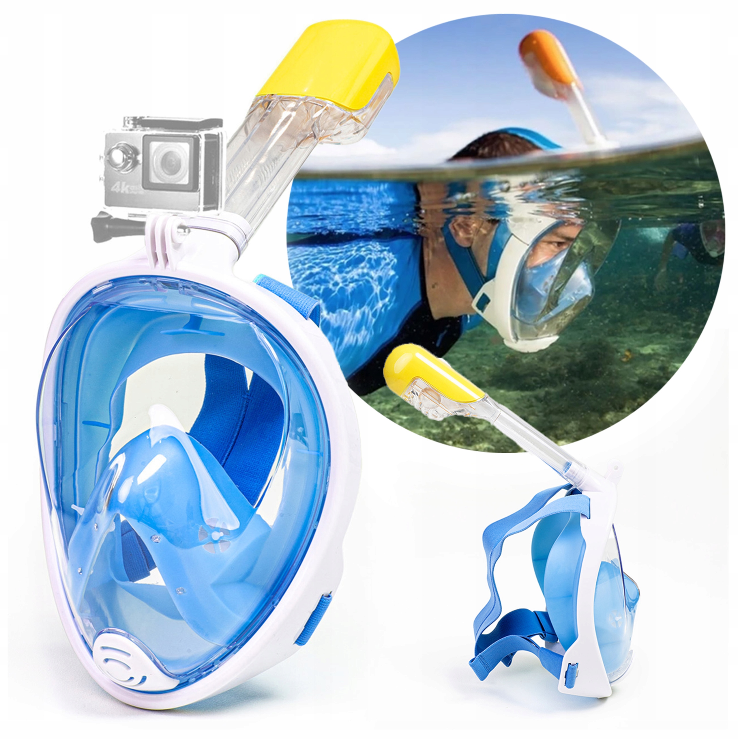 MASKA DO NURKOWANIA SNORKELINGU PEŁNOTWARZOWA L/XL KAMERA SPORTOWA FULL HD Kod producenta Maska L/XL do snorkelingu z kamerą
