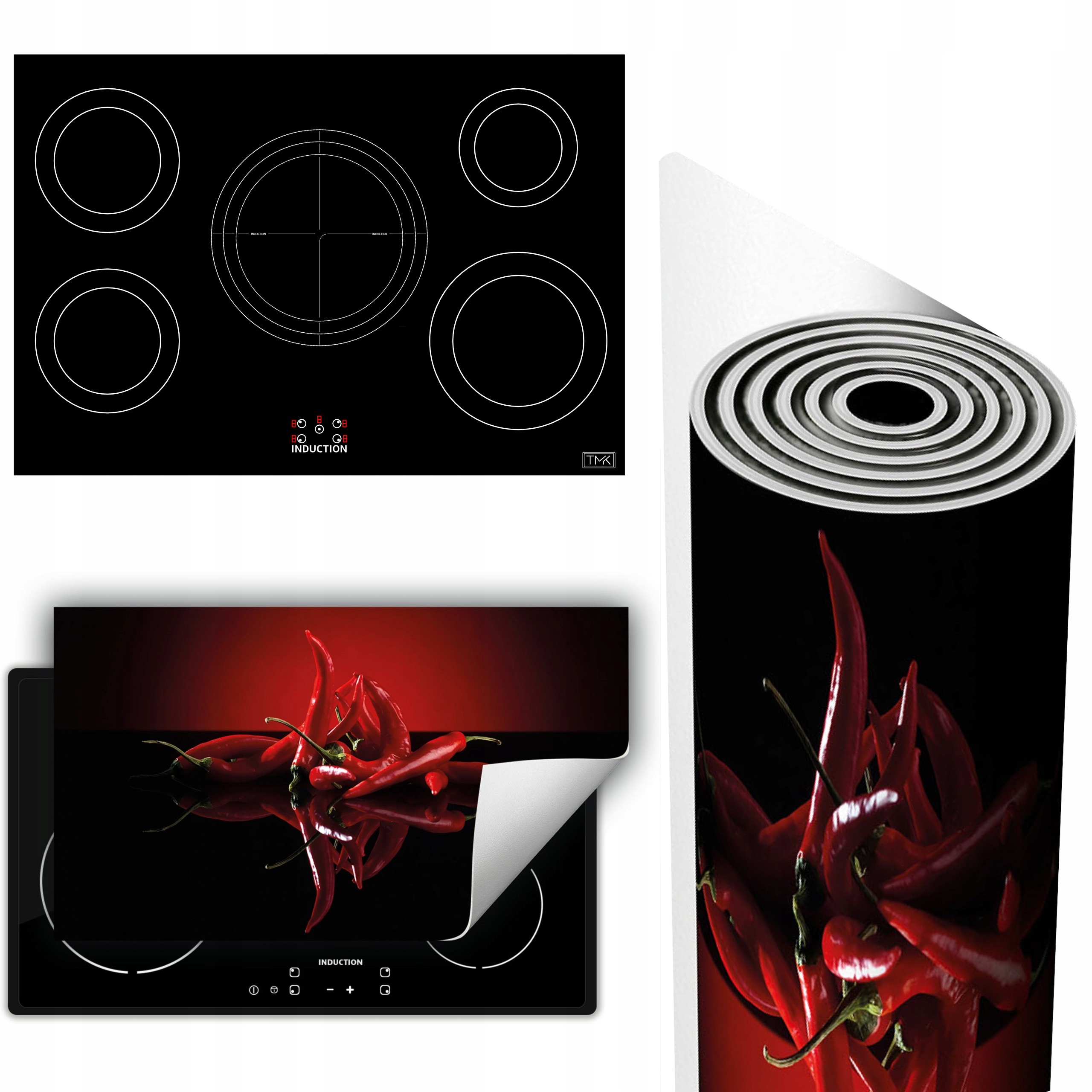 Vinylová Podložka Ochrana Kuchyňské Desky 90x52 červená chilli paprička