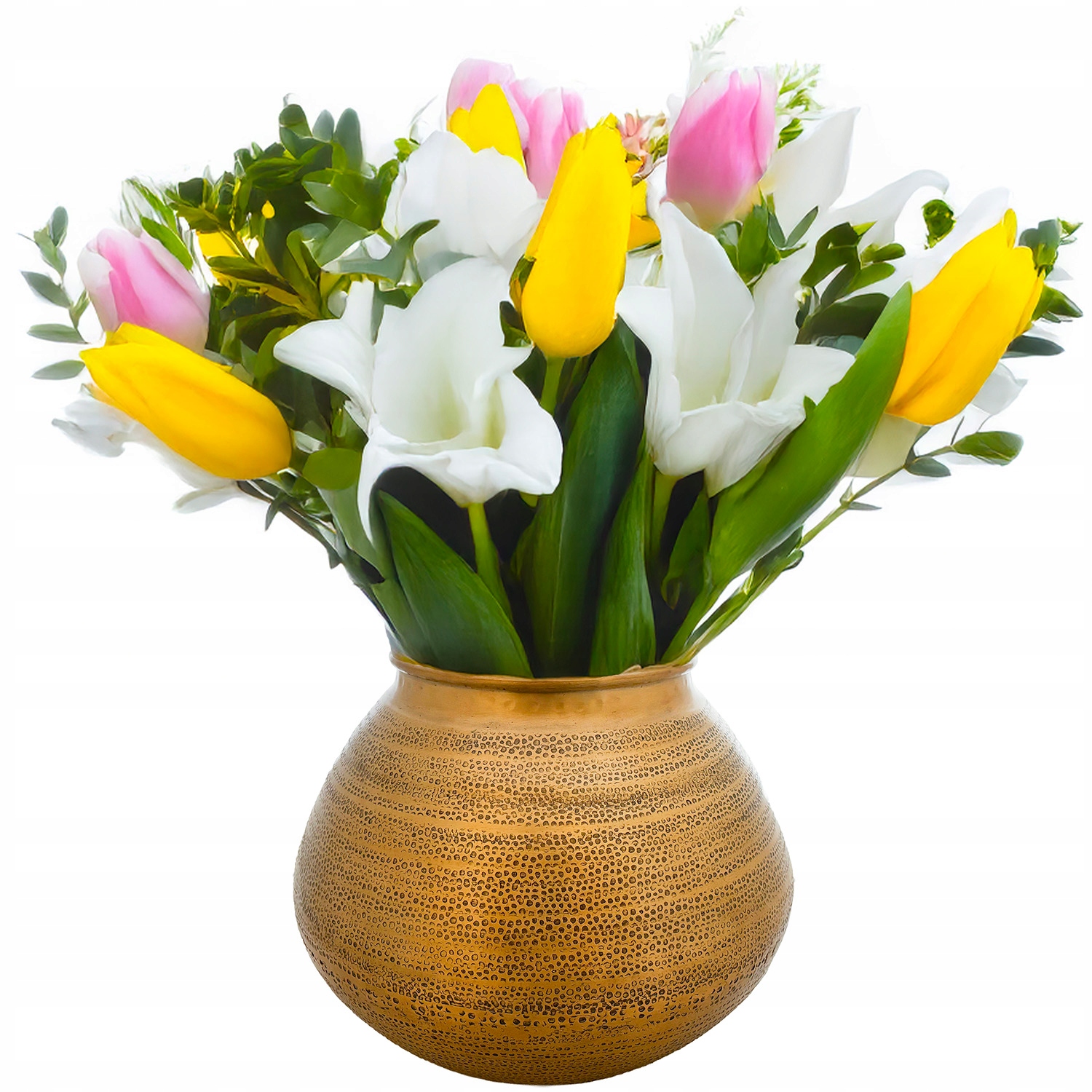 Velká Zlatá Kovová Váza Na Květiny Kytice 33 cm loft těžká do obývacího pokoje