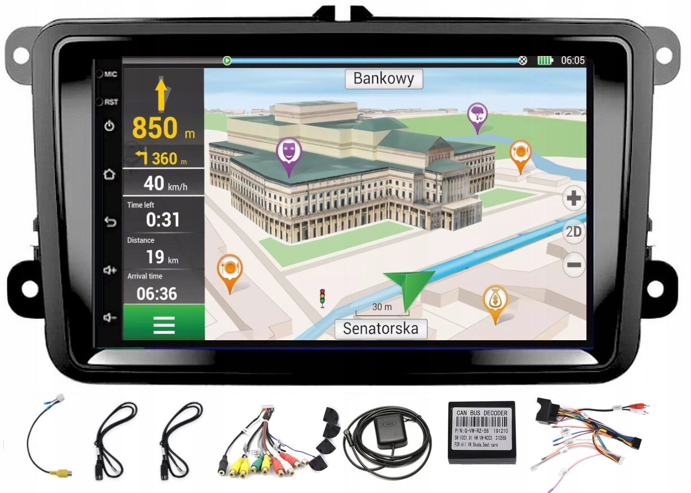 Autorádio Android Škoda Rapid Superb Carplay Gps Wifi 2GB 64GB