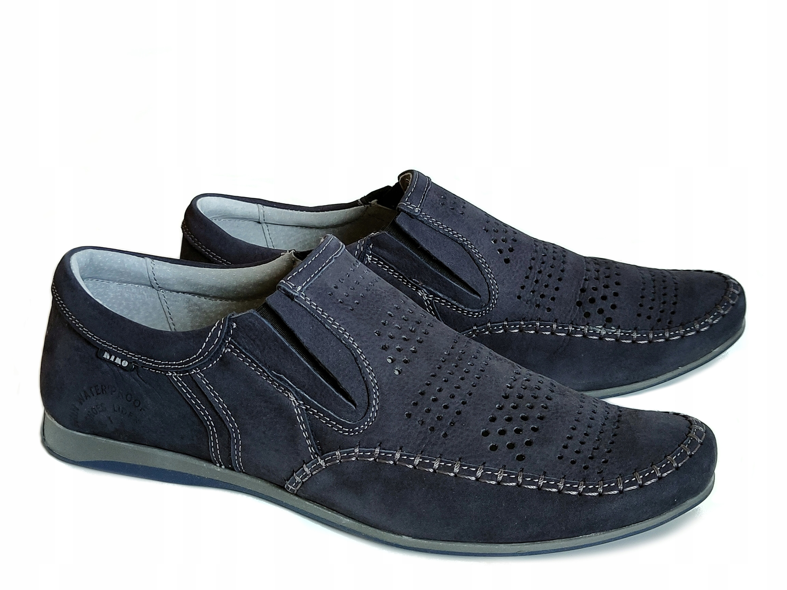 Riko 690 polobotky mokasíny Polské tmavě modré letní 44 Kůže