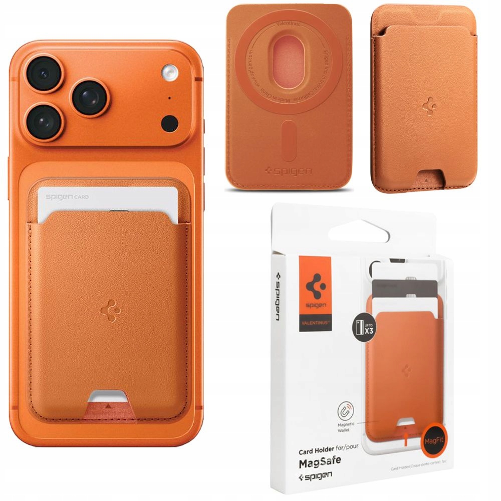 Spigen Card Holder Pouzdro Peněženka na 3 karty MagSafe Orange pro iPhone 17 16