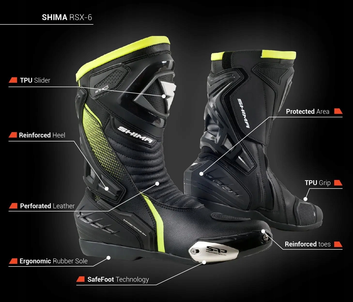 Sportowe buty motocyklowe Shima RSX-6 Yellow Fluo 46 Rozmiar 46