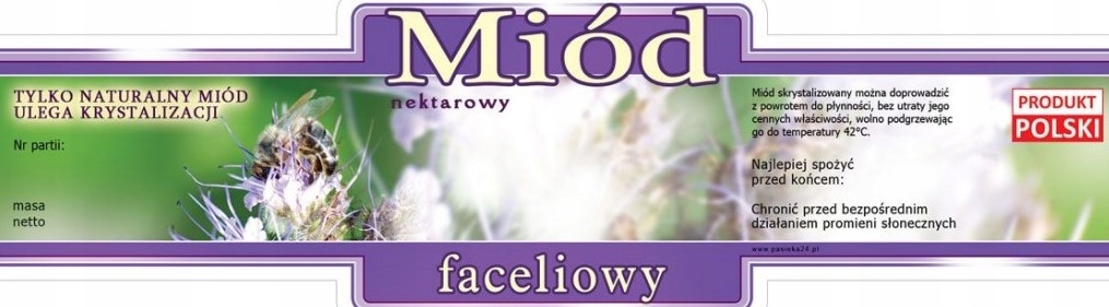 

Etykieta ozdobna na miód Faceliowy 100 szt facelia