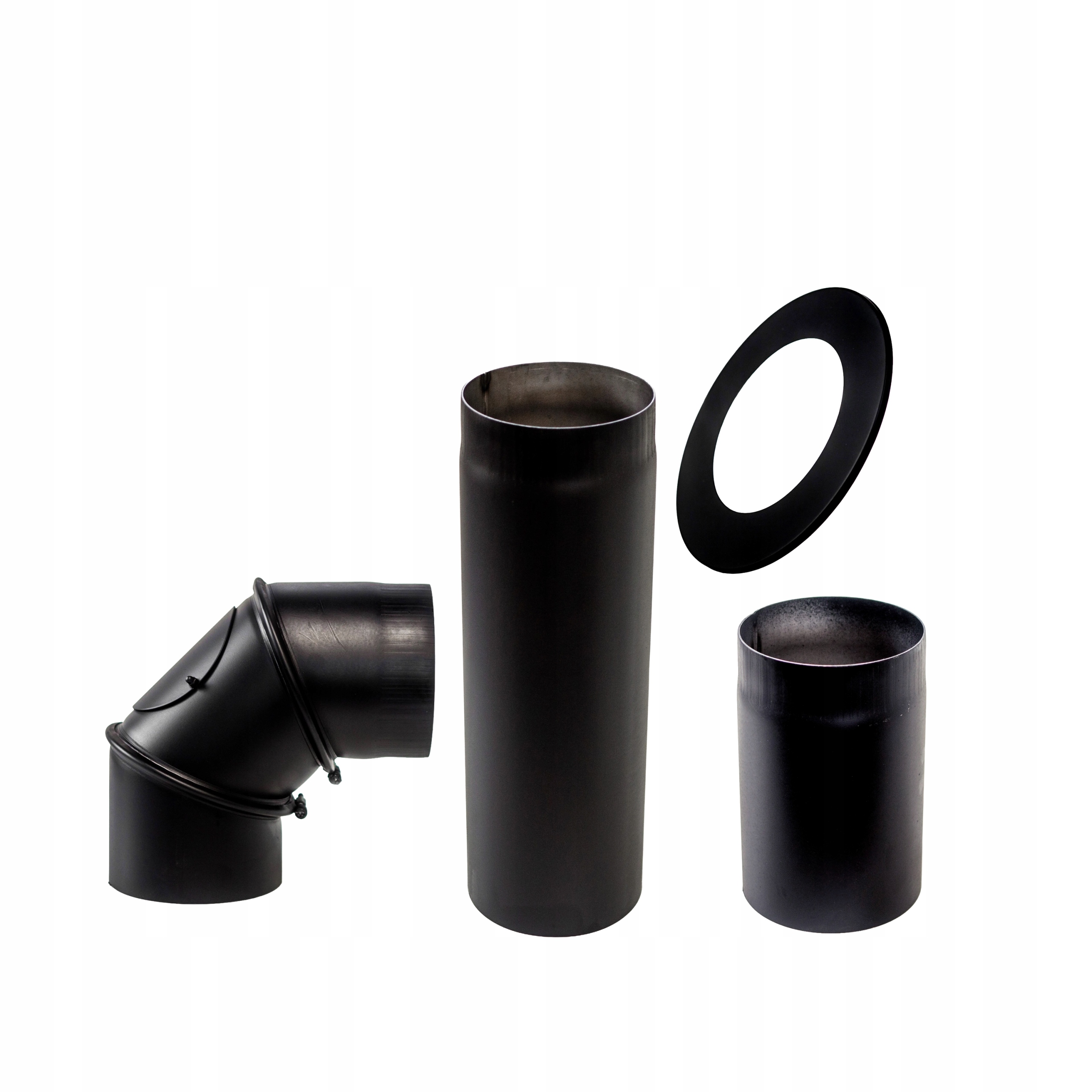 Komínový set fi 150 rozeta, trubky a koleno nastavitelné o 90°