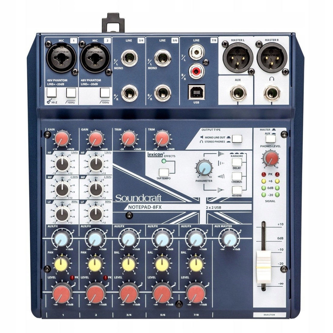 Soundcraft Notepad8FX 8 kanálový analogový mixážní pult s Usb a efekty Lexicon