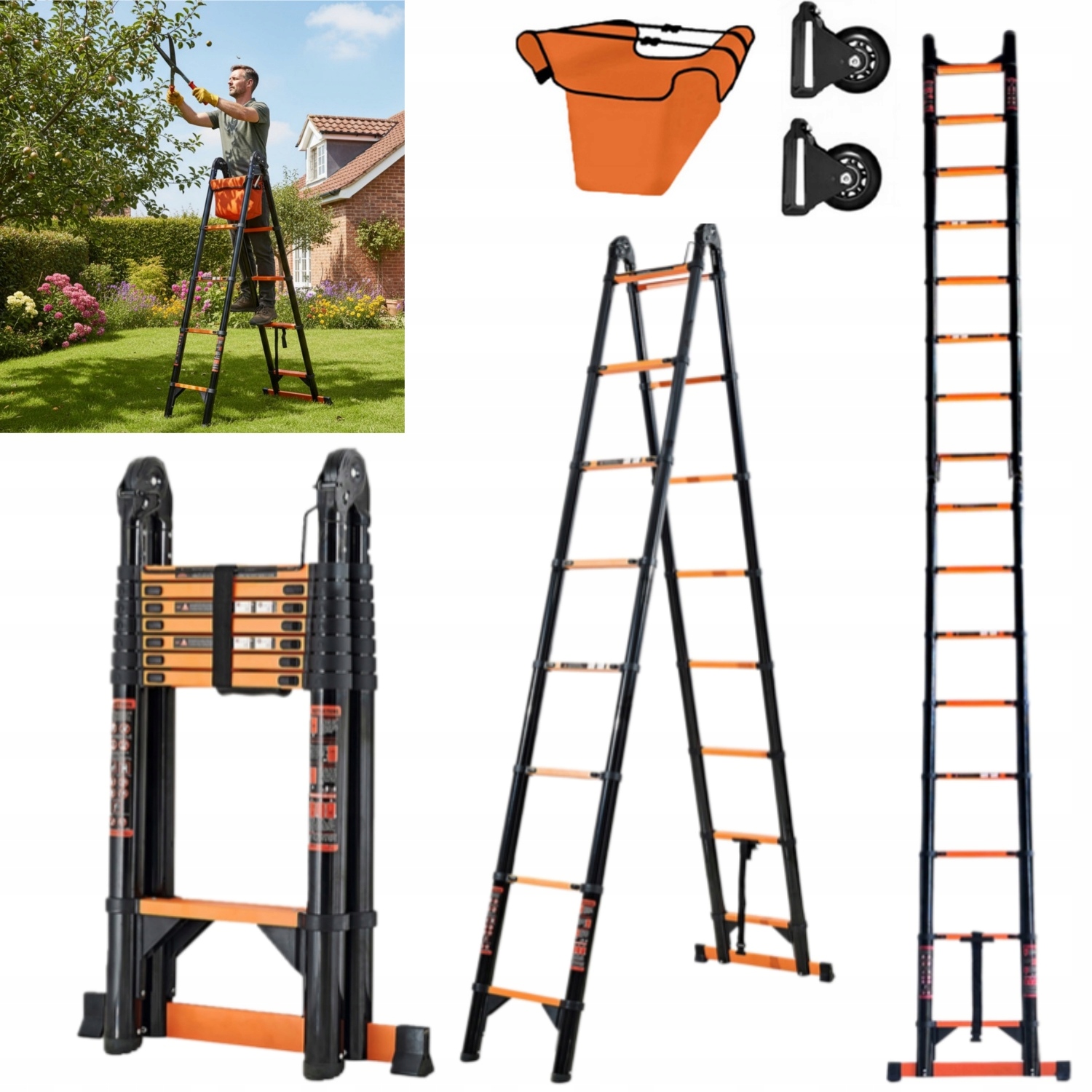 Teleskopické Lešení 6,6M 16 Stupňů Pro Řezání Větví 150KG