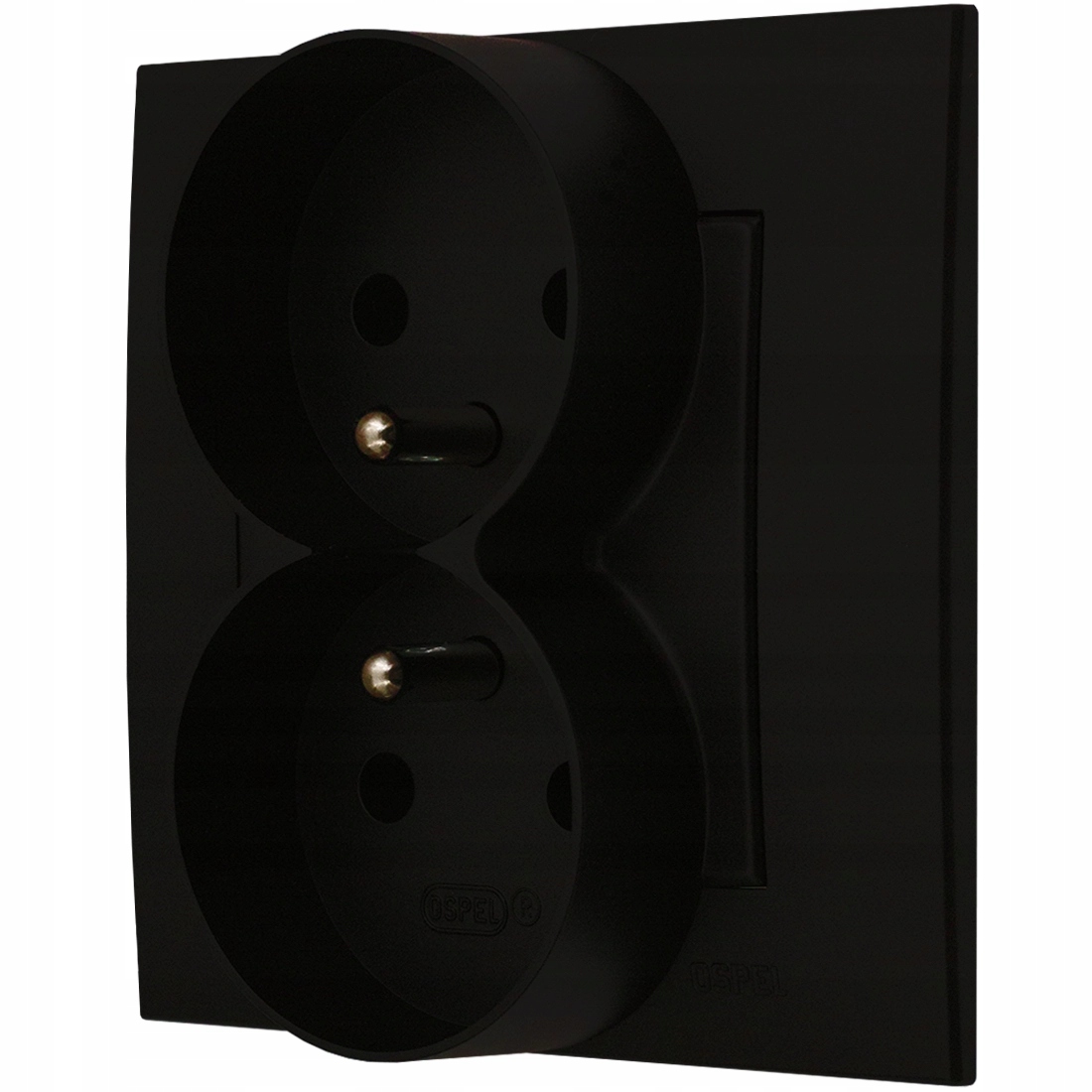 

Szafir Czarny gniazdo podwójne zestaw z ramką