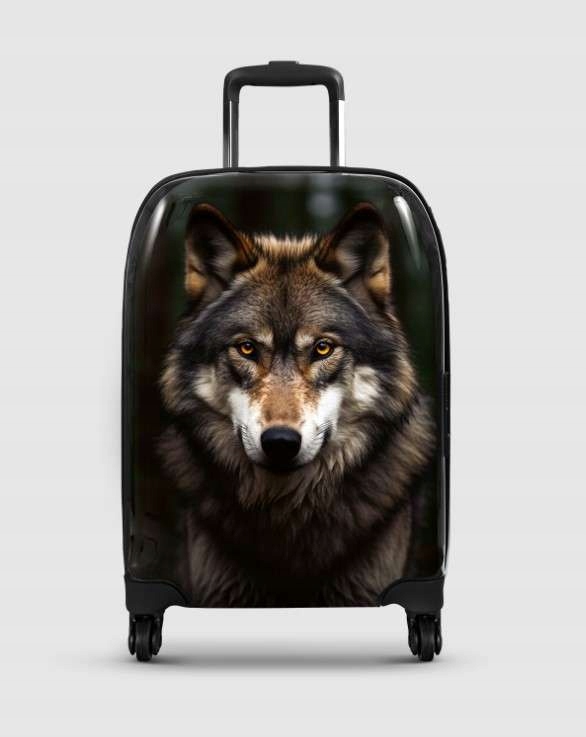 Kufr s portrétem vlka, personalizované kolečko Tsa 360° vel. S