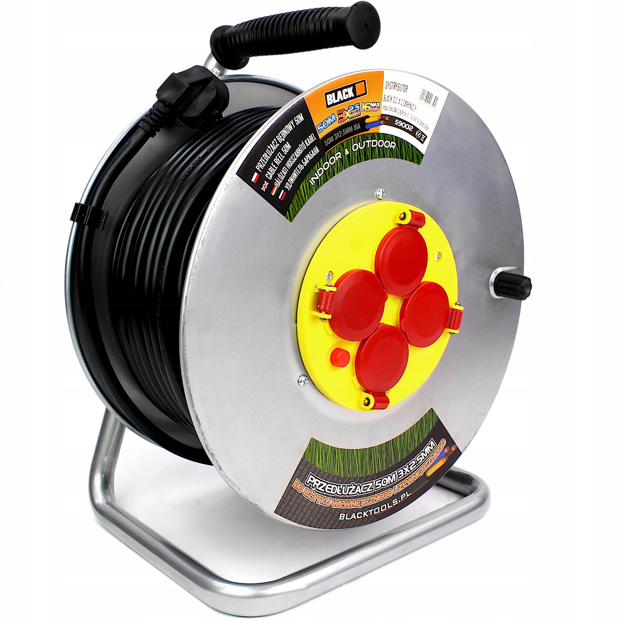 PRZEDŁUŻACZ BĘBNOWY 50m METALOWY BĘBEN 3x2.5 GRUBY Stan opakowania oryginalne