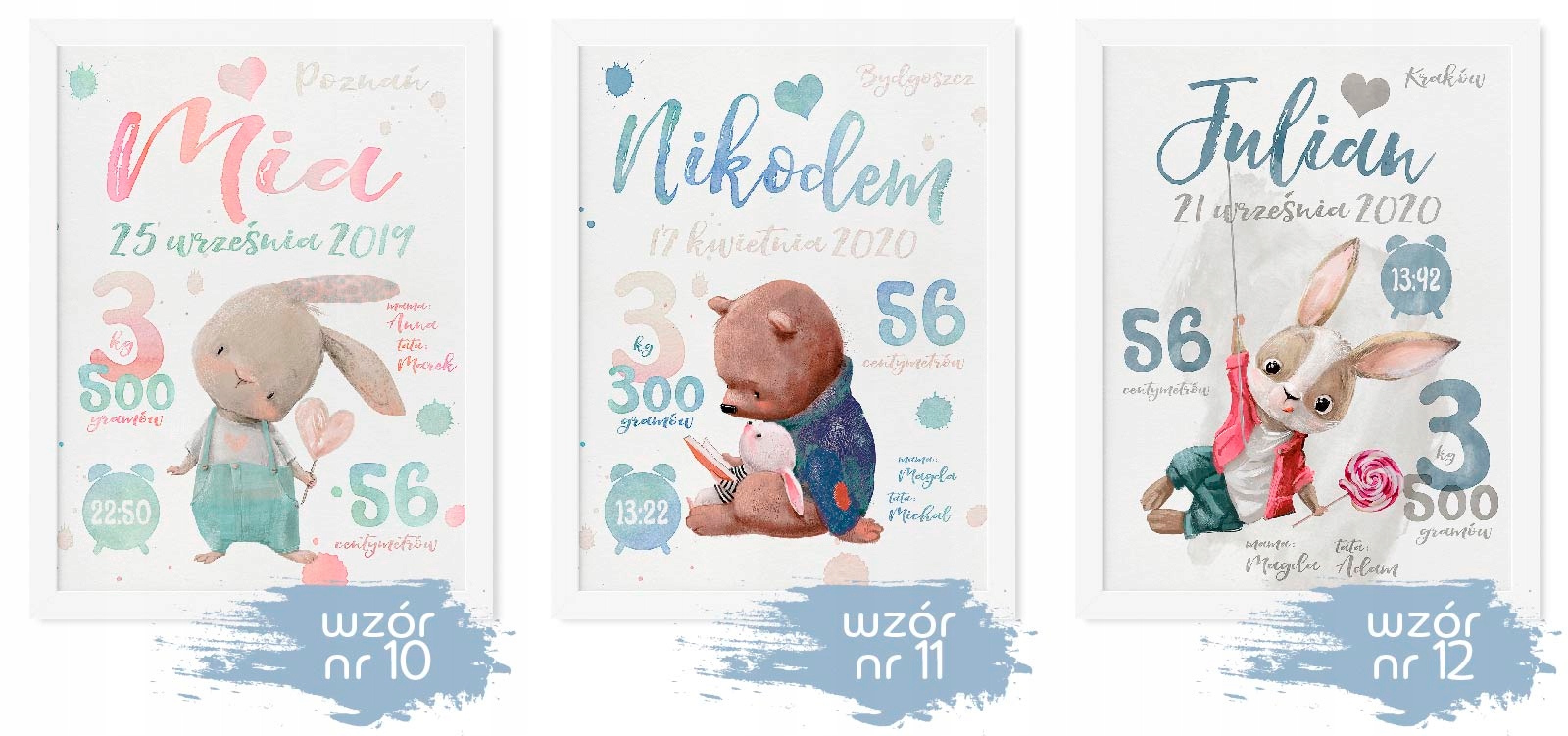 Metryczka A3 + RAMKA 30x40 Płeć chłopcy