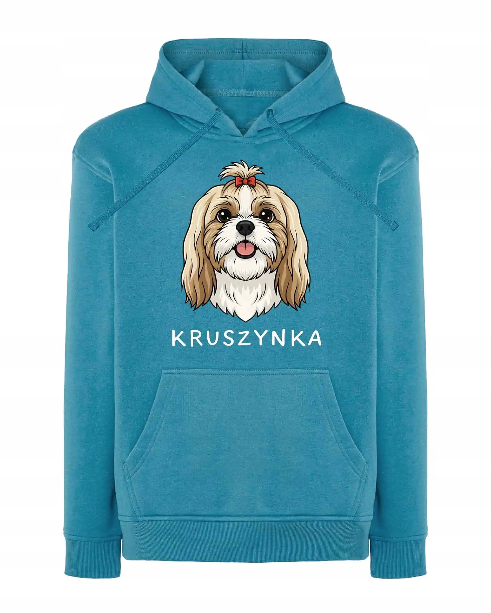 Mikina s kapucí Shih Tzu Personalizovaná Pupil Pes Světle modrá M