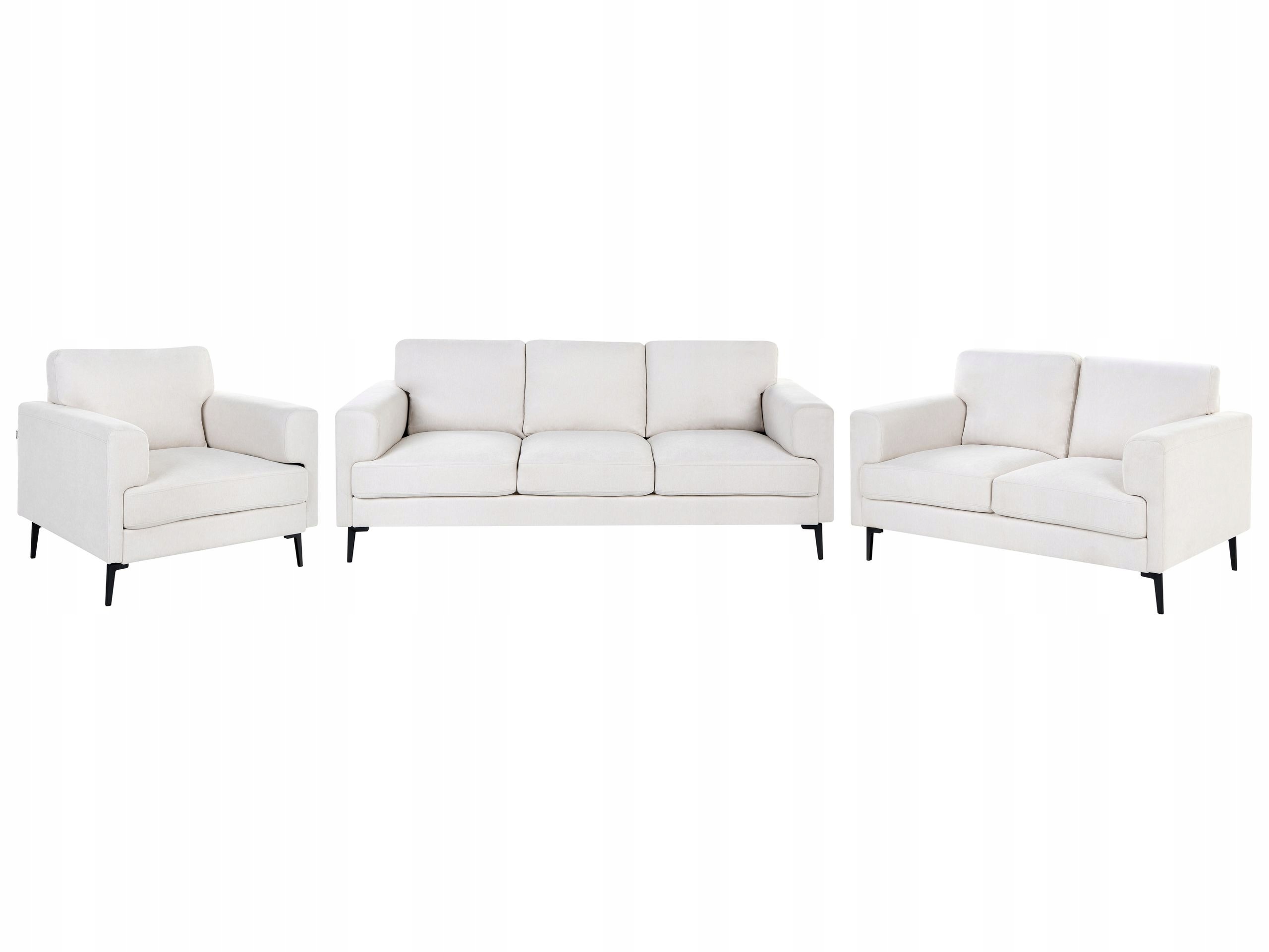 Komplet wypoczynkowy sofa 2 i 3-osobowa fotel jasnobeżowy