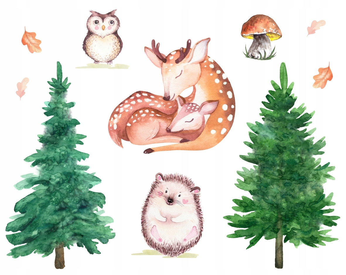 

Naklejki na ścianę dla dzieci Las Zwierzątka Boho