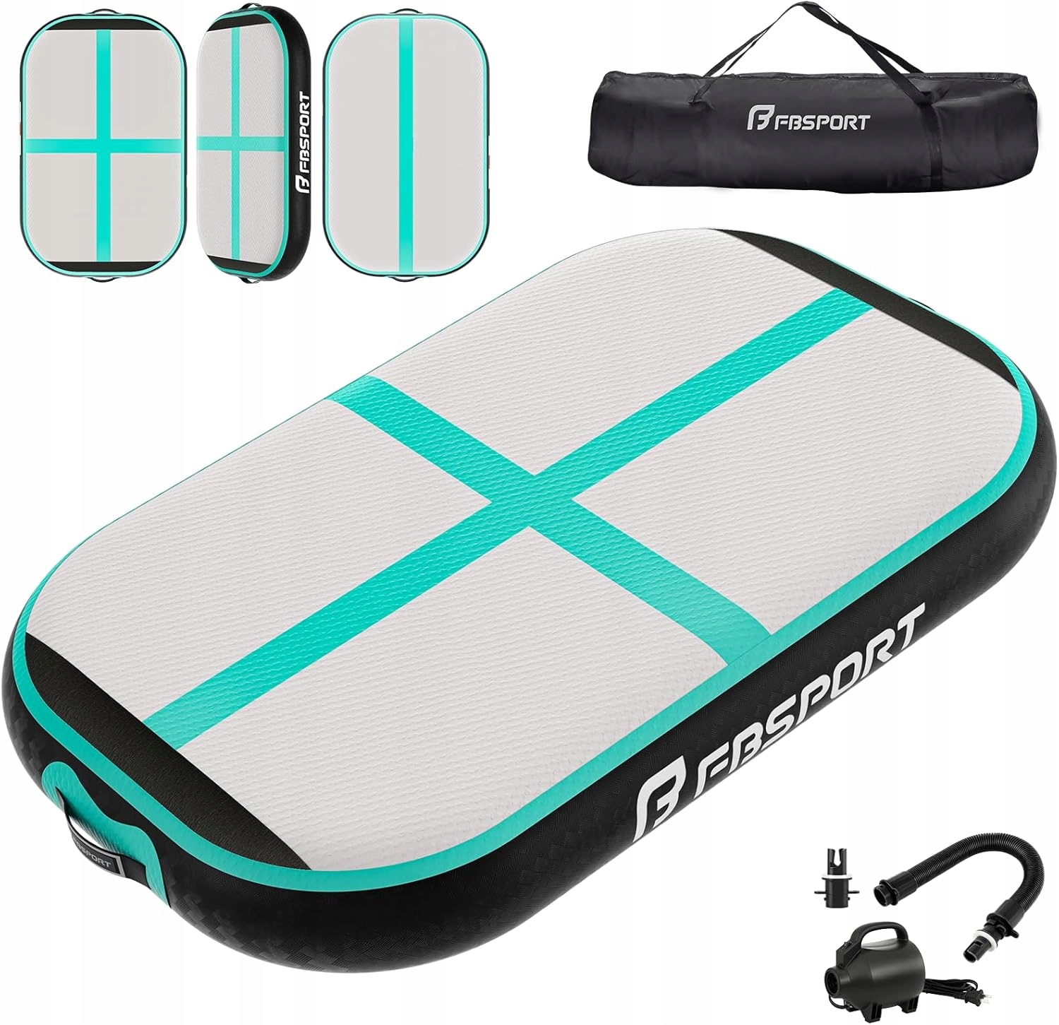 Mata gimnastyczna Fbsport 100x60x20cm AirBlock AirTrack Pompowana pompka