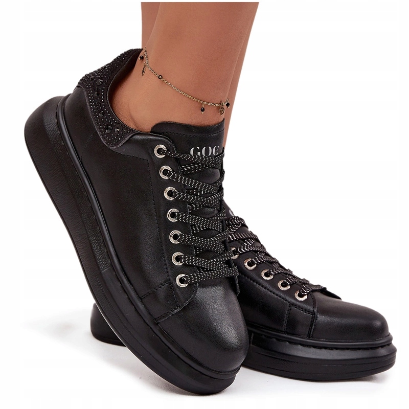 Dámské Tenisky, Přírodní Kůže, Zirkony Goe OO2N4004, Černé 39