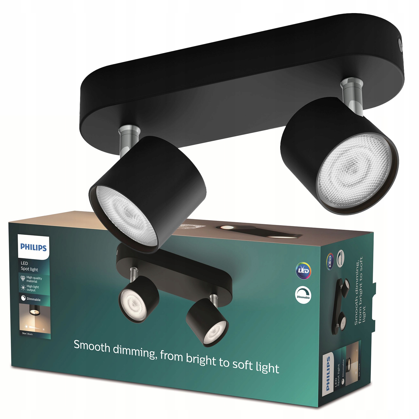 stropní svítidlo Led reflektor 9W 1000lm 2700K Černá Star Philips