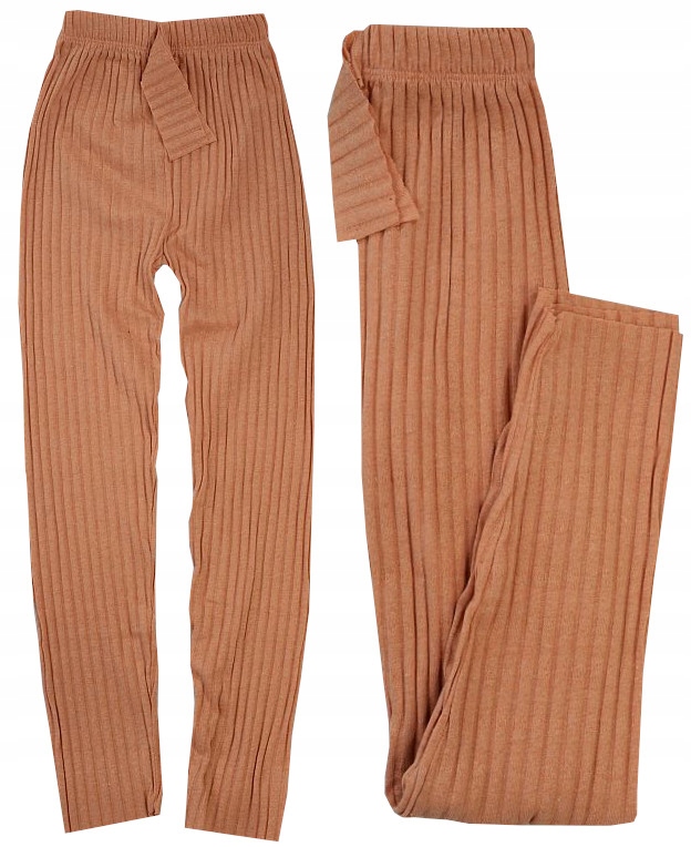 DZIANINA GETRY prążek legginsy BEŻ 13 H704C