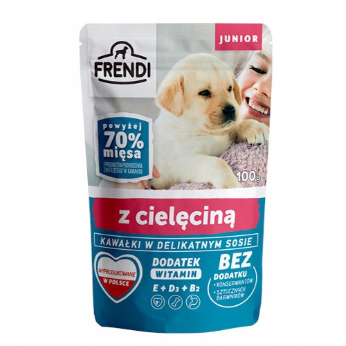 Frendi Junior Kousky v jemné omáčce s telecím masem – vlhké krmivo pro...