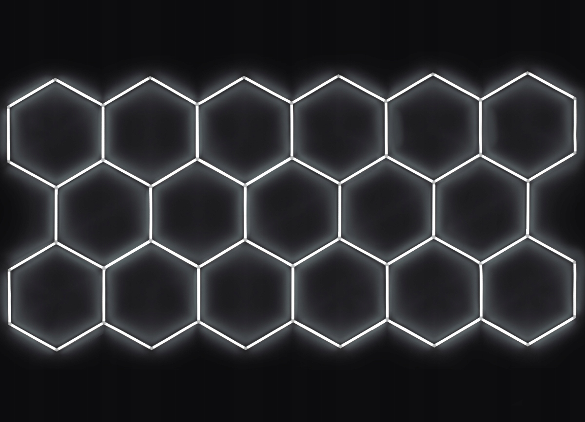 Escape6 Kompletní Led hexagonové svítidlo bílé 6500K, 17 elementů 504x238cm