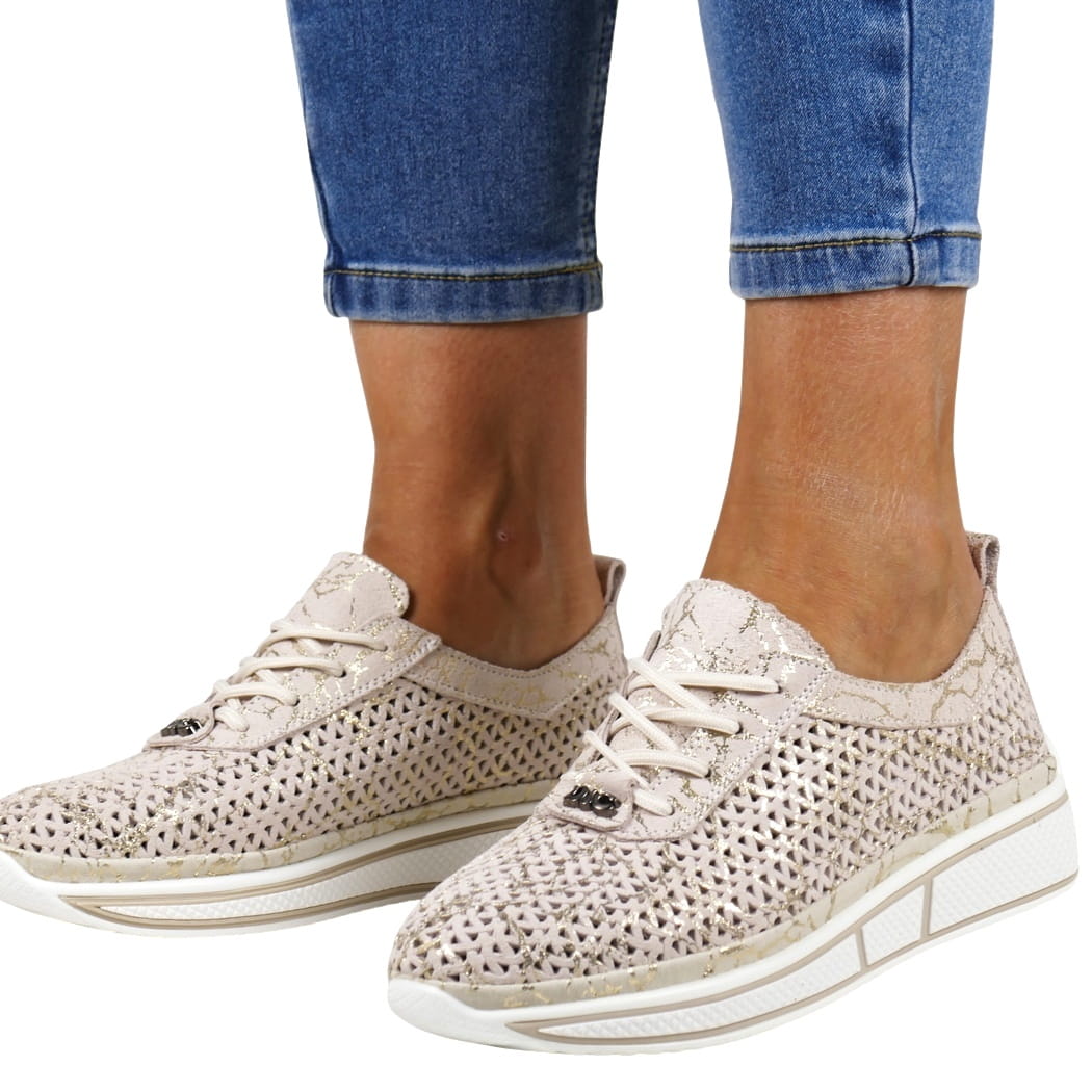 Béžové Přírodní Kůže Sportovní Polobotky Casual Tenisky Pohodlné Jarní