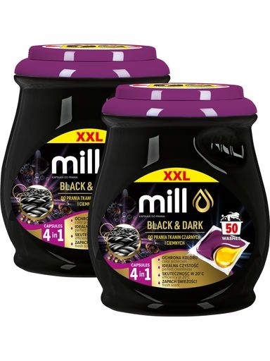 Levně Kapsle na praní černých a tmavých tkanin MILL Black & Darks 50 Ks x2