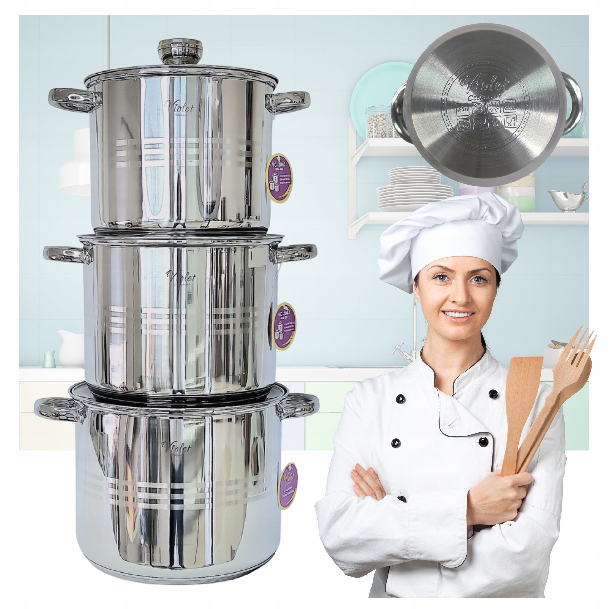 Velké Hrnce Nerezová Ocel Gastronomická Vysoká Indukce Plyn 6L 8,5L 10L