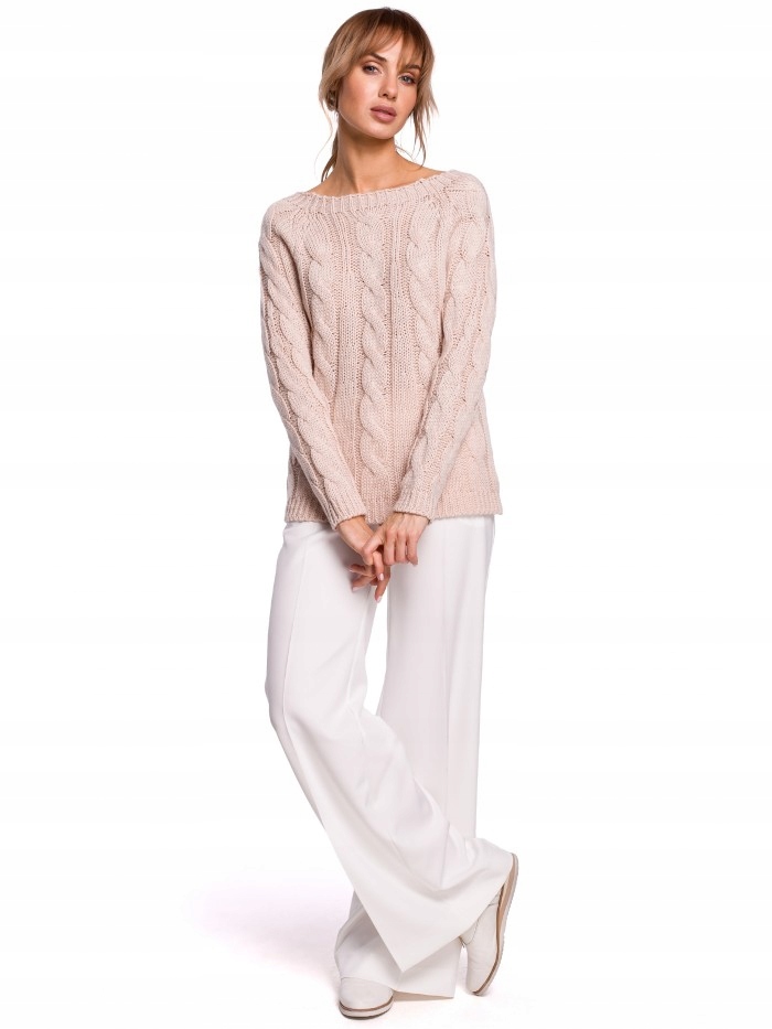 

Eu L/XL M511 Sweter z splotem typu warkocz i dekol
