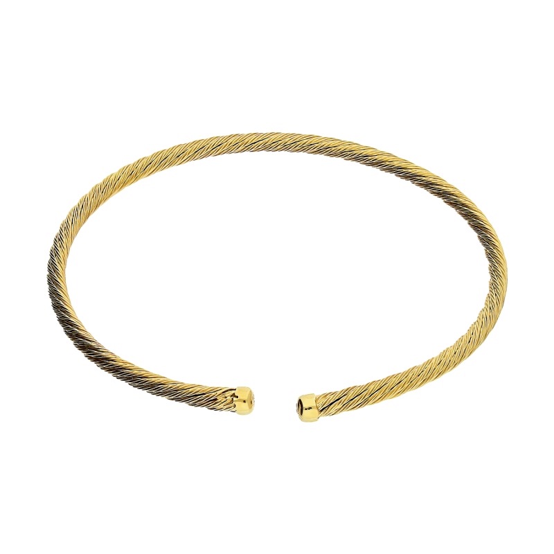 Stříbrný náramek 925 pozlacený s kroucenými drážkami, dámský, 19 cm, 6.43 g