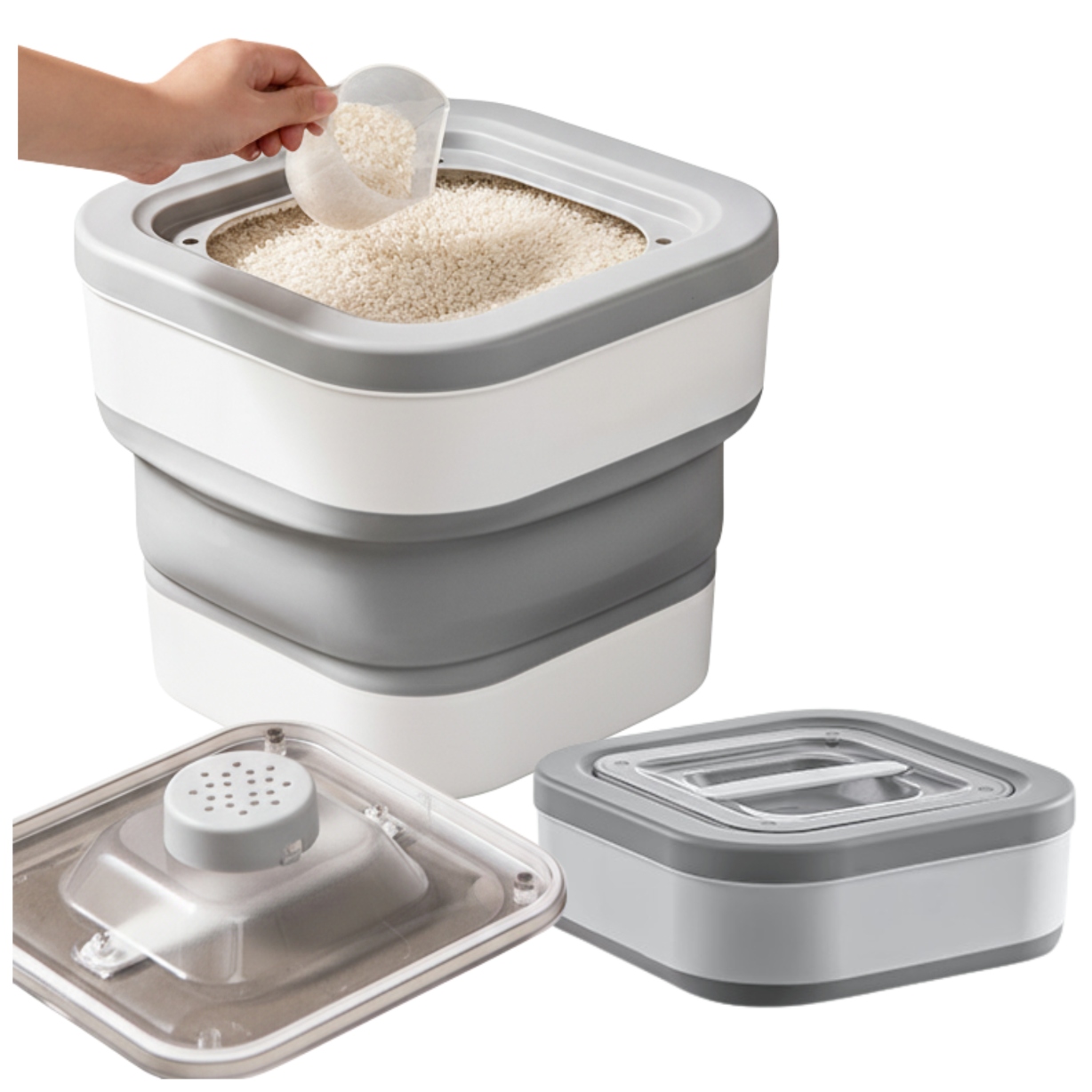 Skládací silikonová nádoba na rýži 7 l, těstoviny, prášek na praní do kuchyně