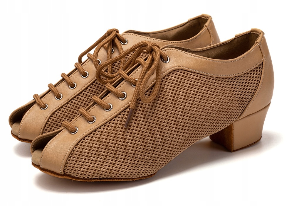 Buty Taneczne Ćwiczki Sznurowane Siatka 5cm