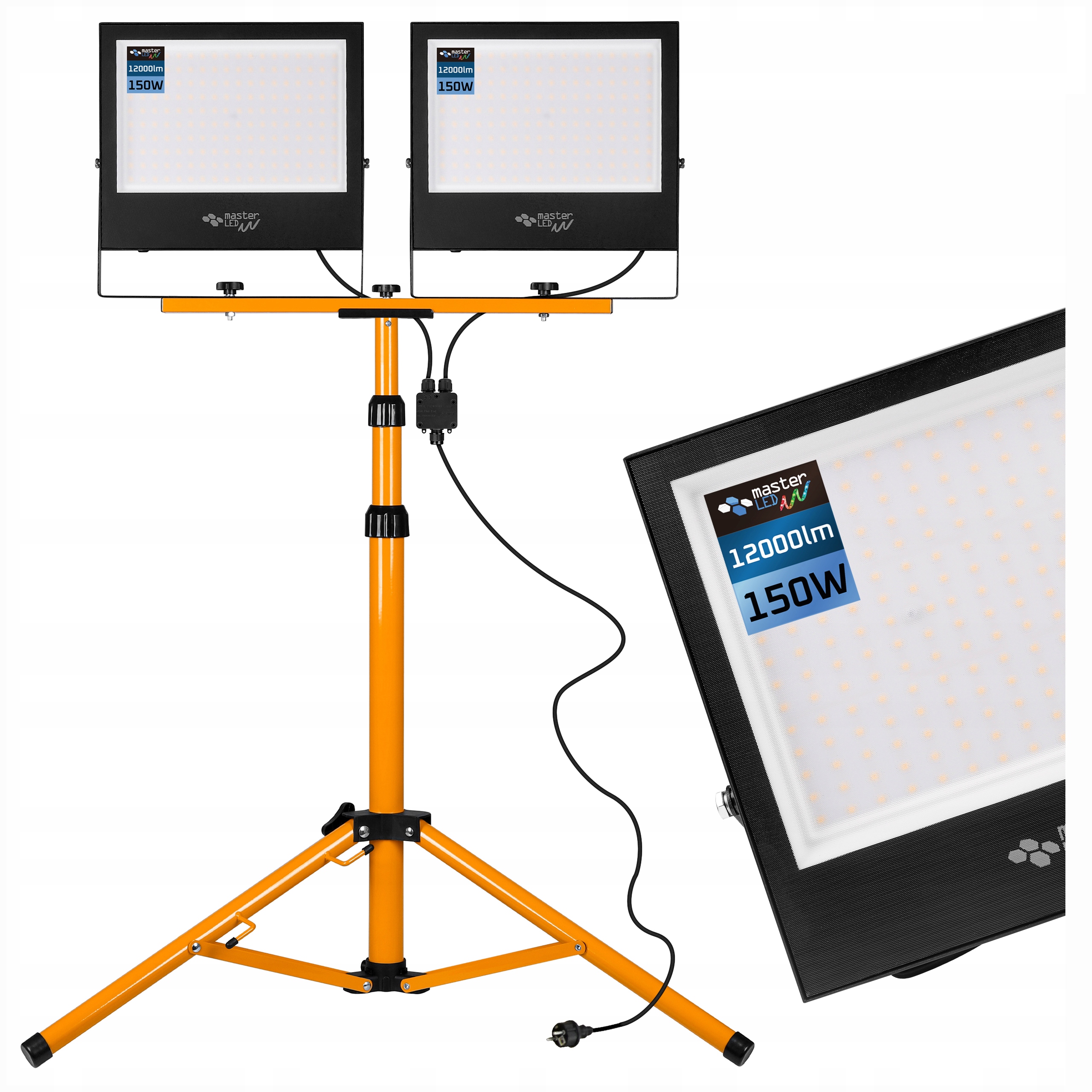 Set Halogen reflektor Led Lampa Statív 2x150W 4500K stavebný pracovný