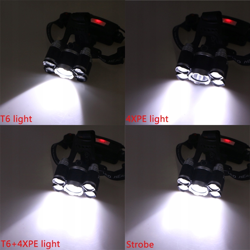 LATARKA CZOŁOWA GENETIC 5x XML-T6 + 2x AKU 9900mAh Źródło światła LED