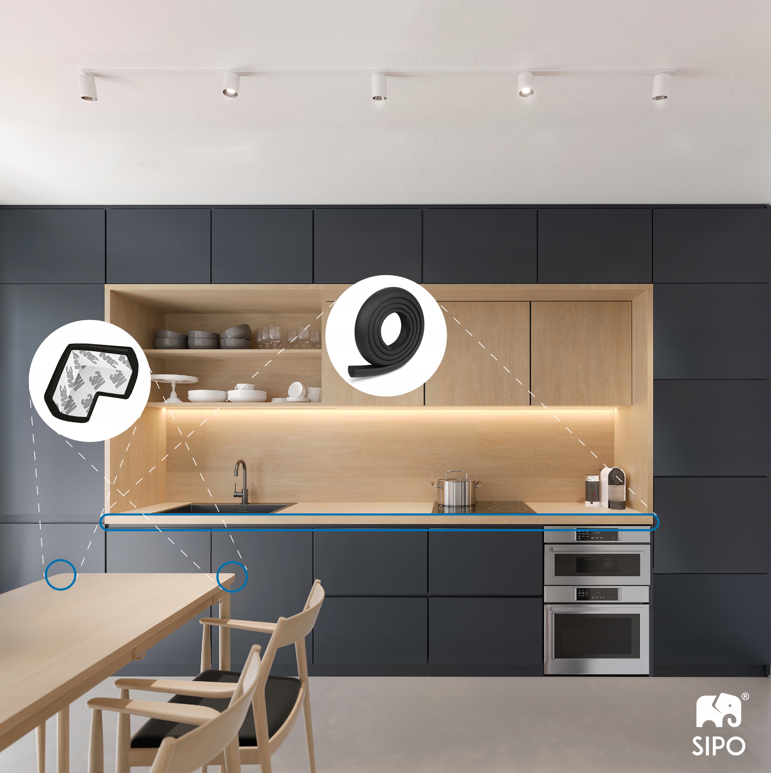 PIANKOWA TAŚMA Ochronna ZABEZPIECZAJĄCA NAROŻNIKI MEBLI ROGI KANTY STOŁU 2m Stan opakowania oryginalne