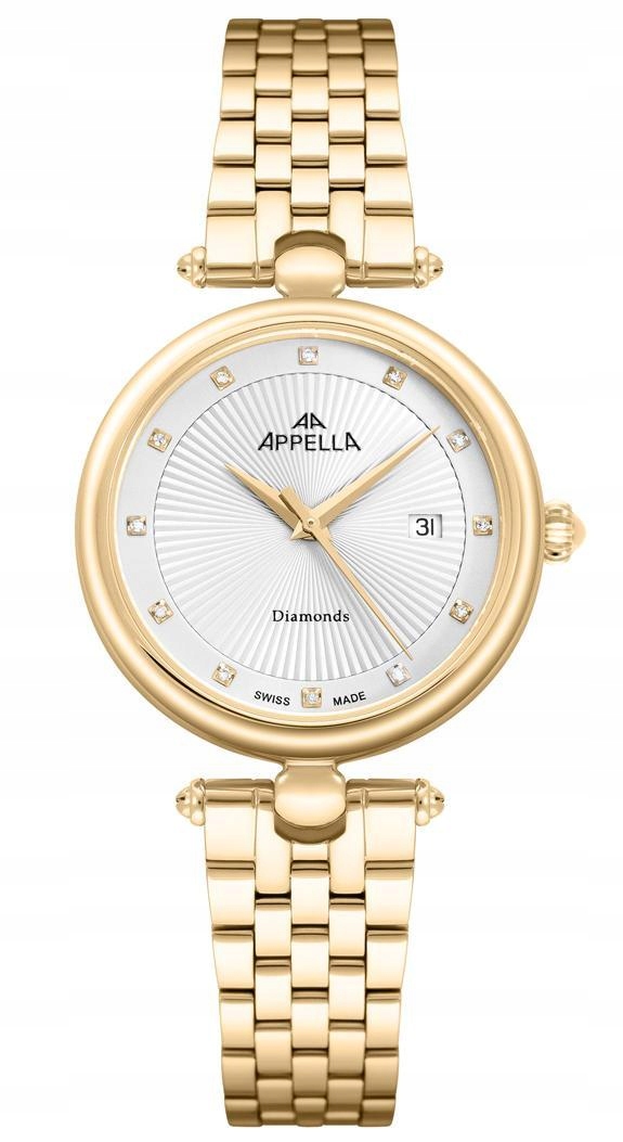 Nové Originální dámské hodinky Appella L50002.1143DQ zlaté s diamanty