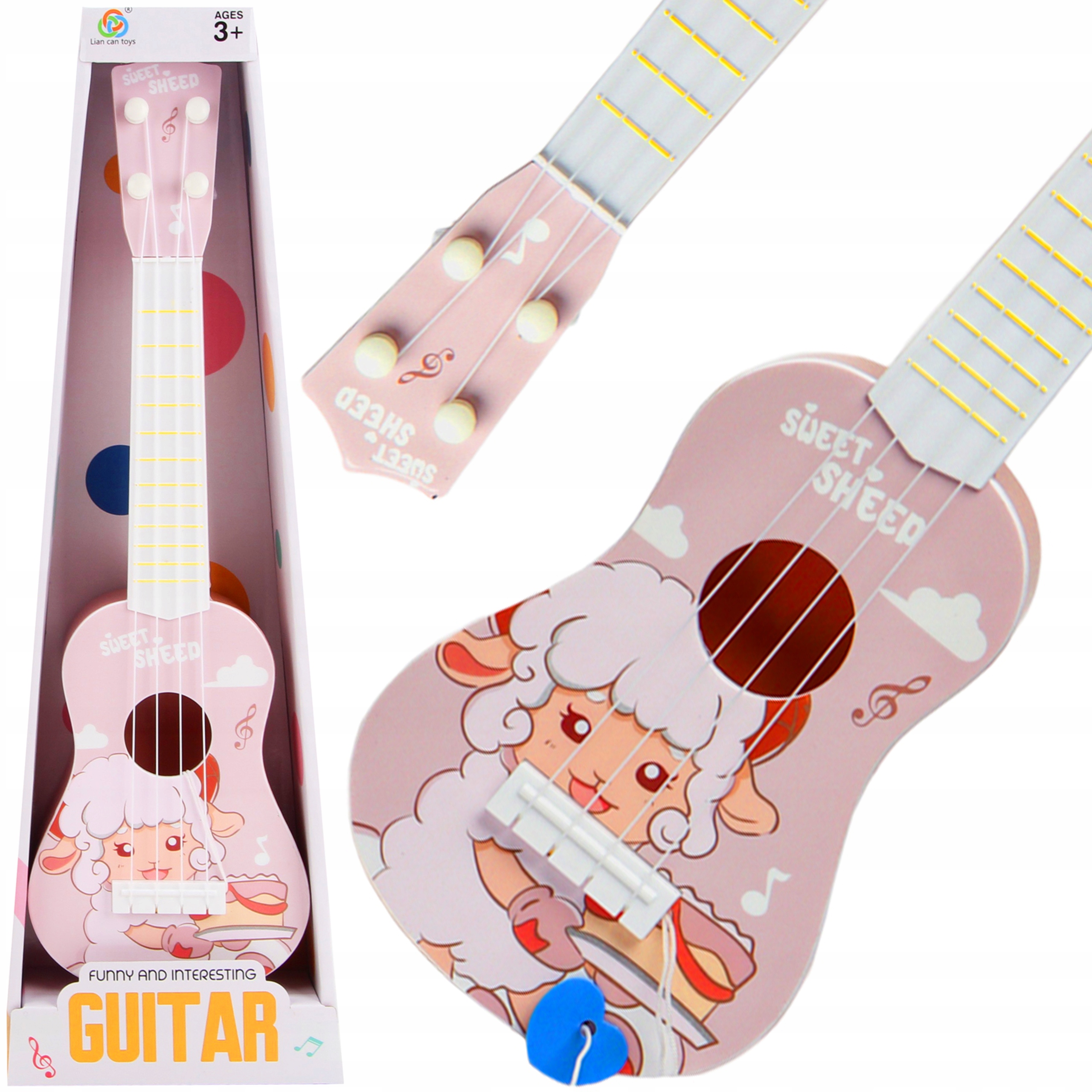 GITARA KLASYCZNA UKULELE INSTRUMENT STRUNY EDUKACYJNE DUŻA 42 CM DLA DZIECI