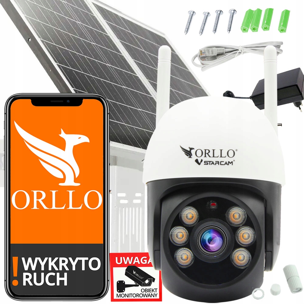 Kamera Solarna Obrotowa Zewnętrzna WiFi Ip Orllo Z16 Panel Fotowoltaiczny