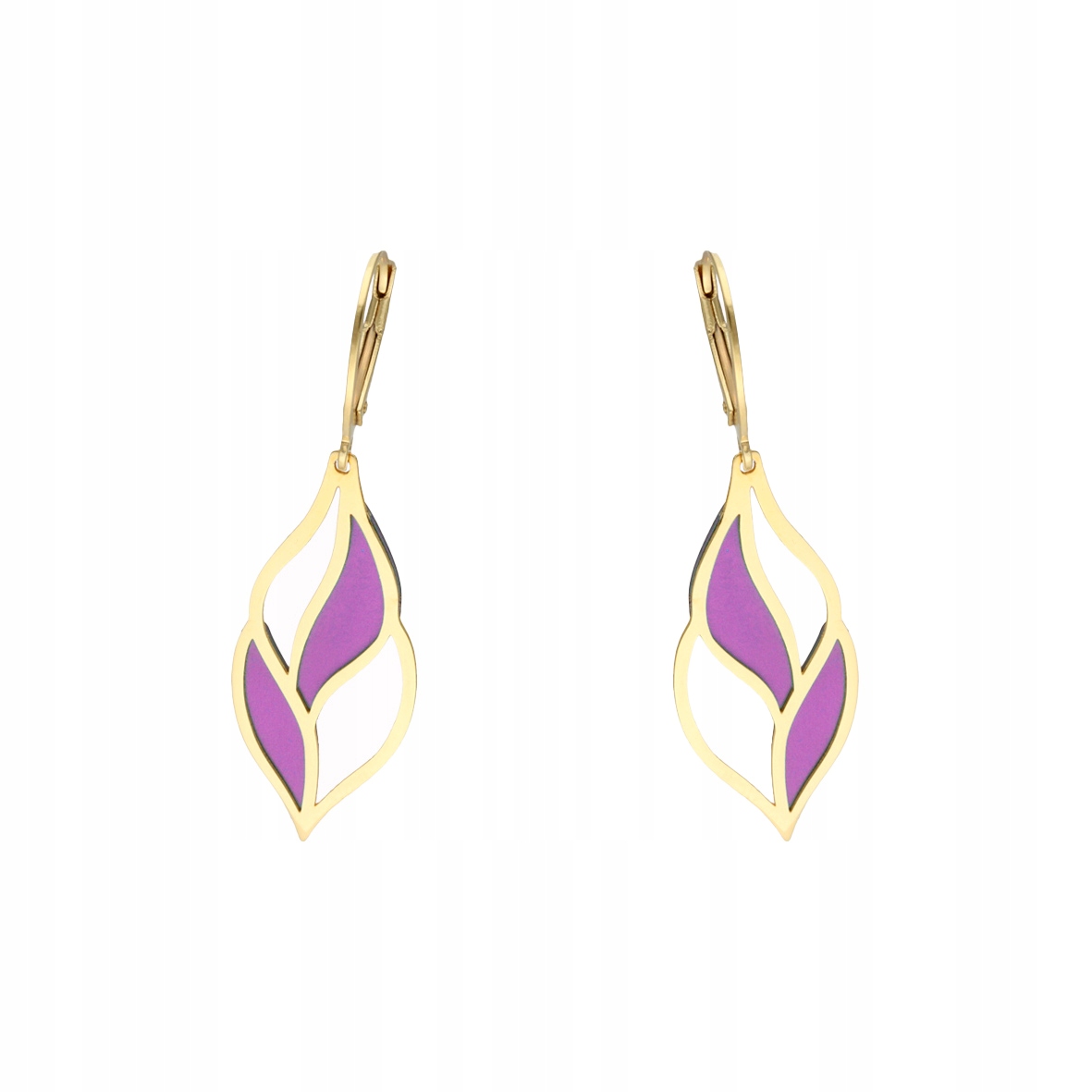 Náušnice fialové, titanové, stříbro pozlacené
