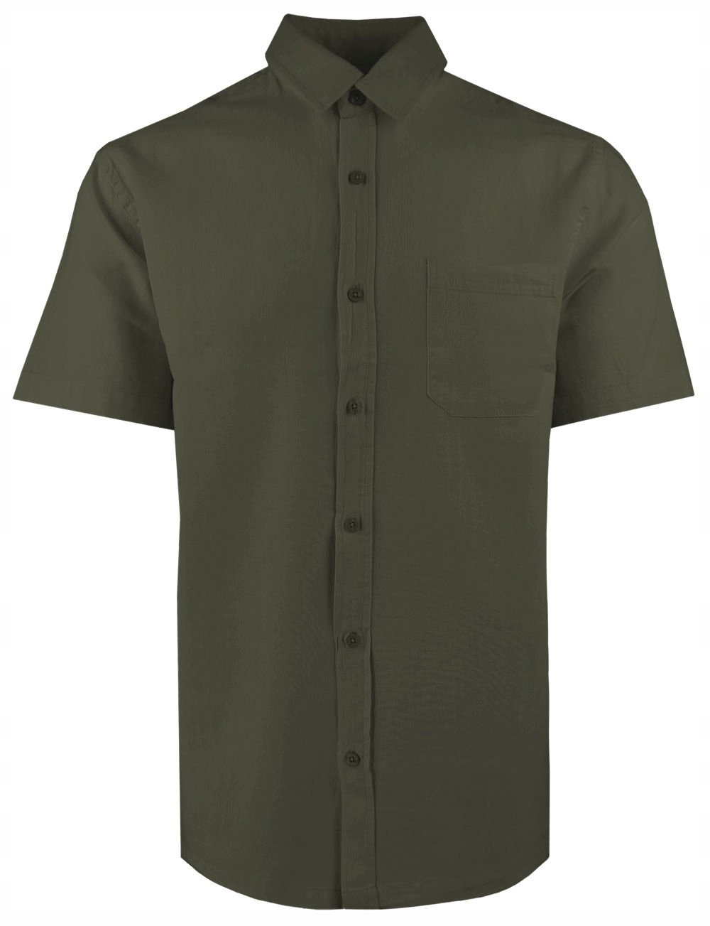 Víkendová košile s lnem a krátkým rukávem Brave Soul Khaki XL