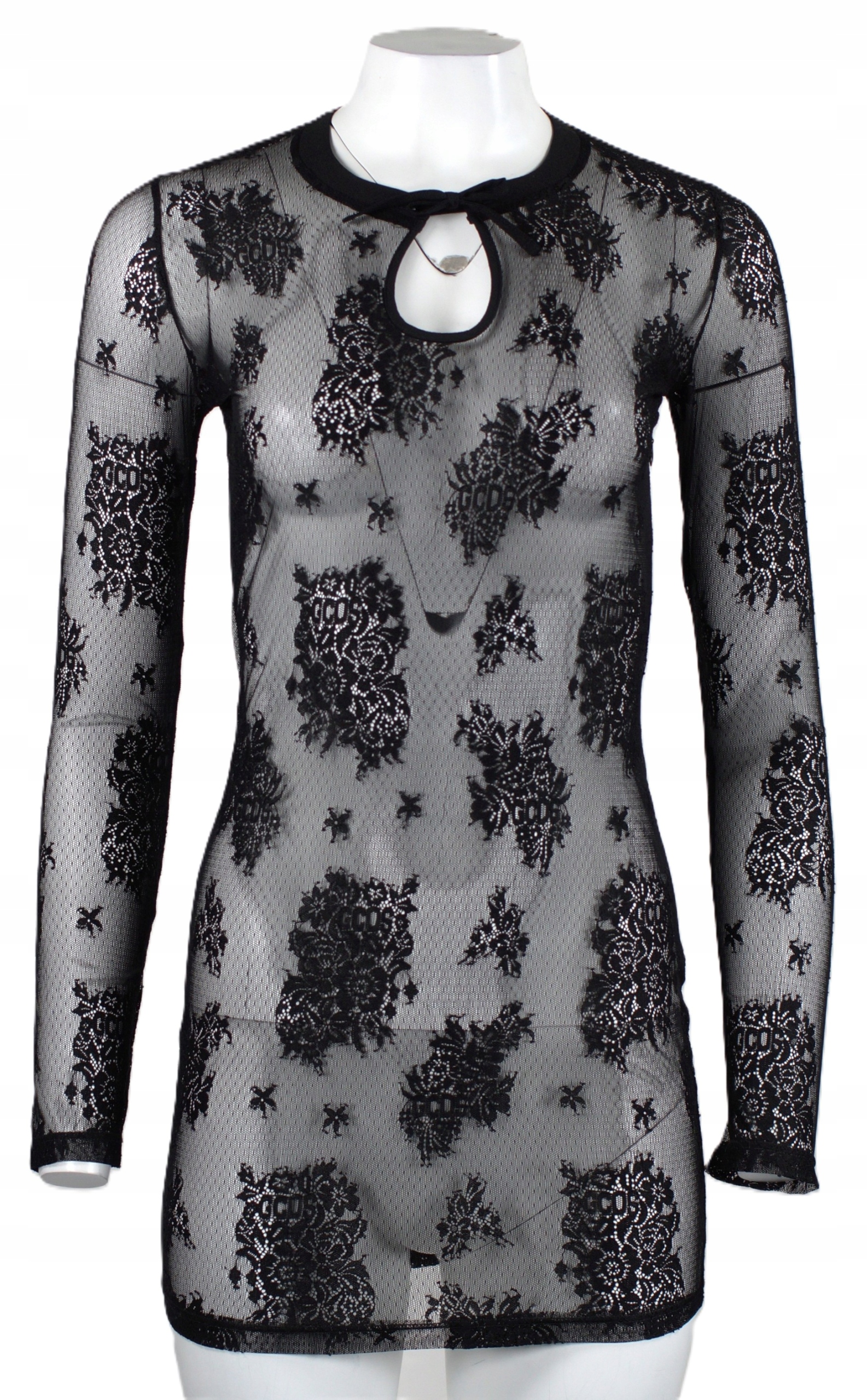 Gcds Semi-sheer Long Sleeve Lace Mini Dress Šaty vel. S