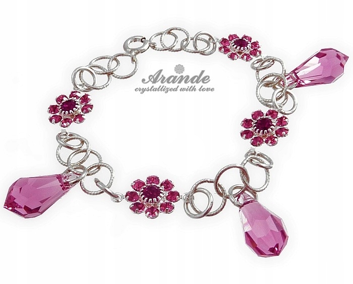 Krystaly Náramek Rose Feel Stříbro