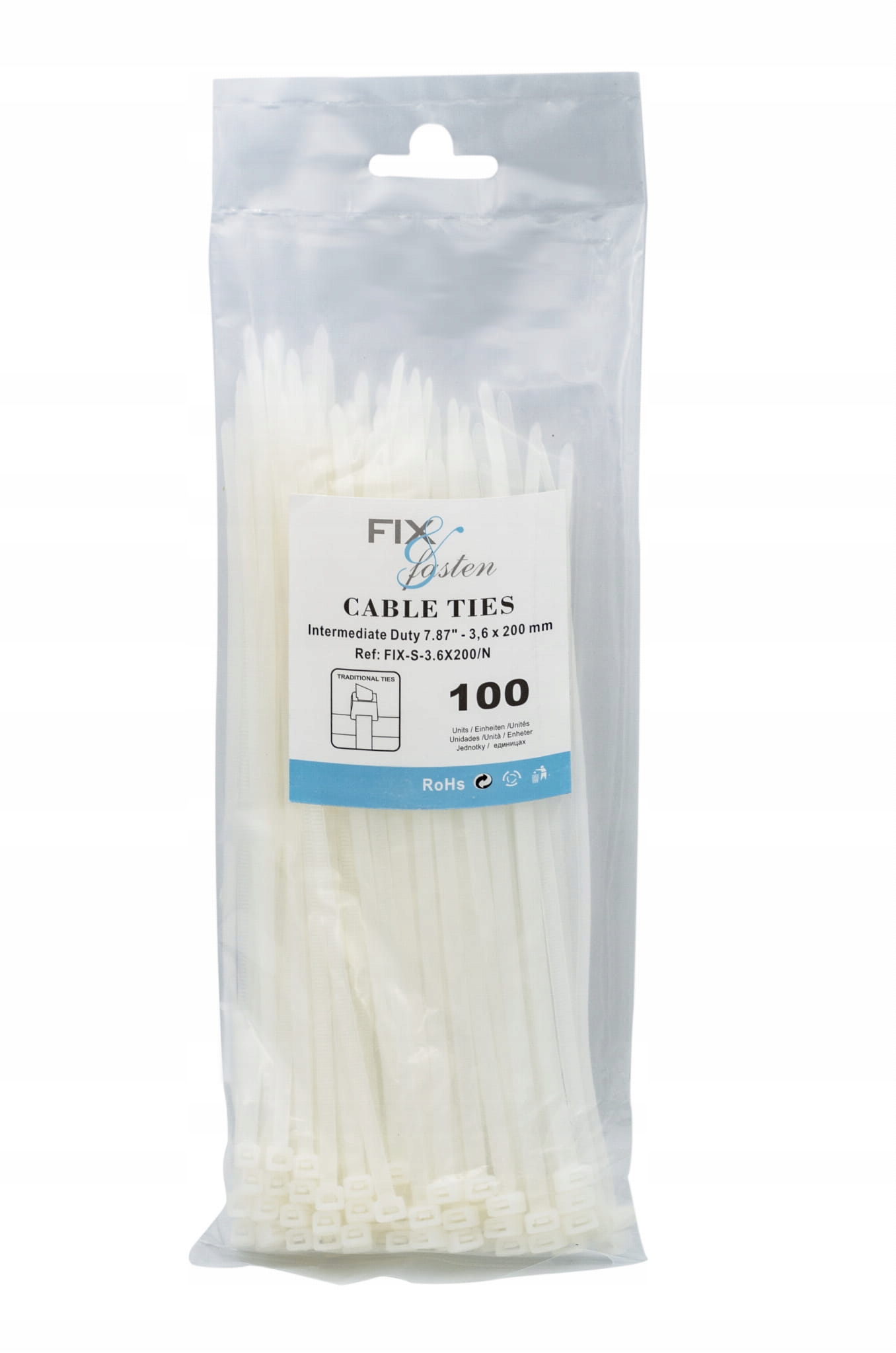 

Opaski zaciskowe plastikowe natural 200mm 100 szt