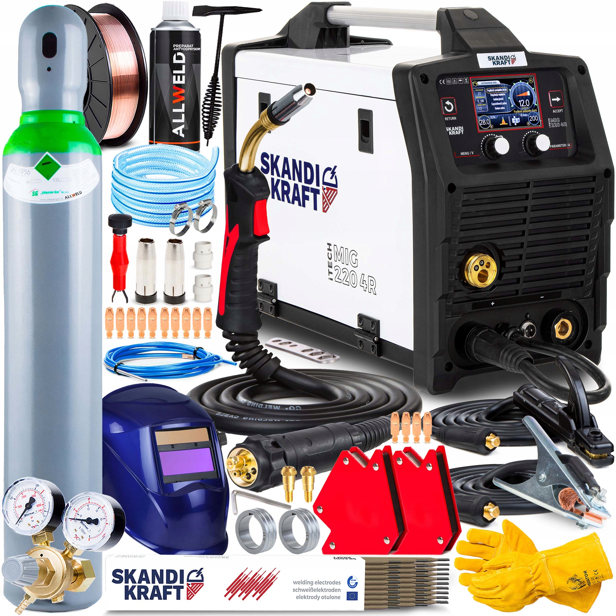 Półautomat Spawalniczy Skandi Kraft Mig 220 4R Mma Tig Puls 230V 200A 3W1